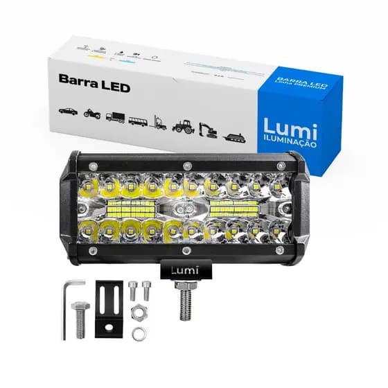 Farol De Barra Alto Potencia  40 LED 120w 12-60V 17cm   IP65 Branco Frio