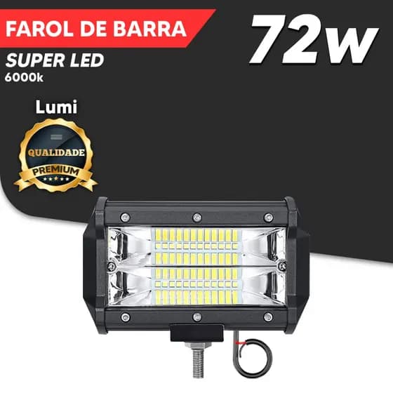 Farol De Barra Light Dubra 13 cm Super LED 72w 12-60V IP65 Branco Frio