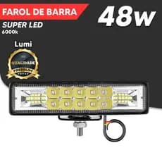Kit Farol De Barra Linear  16-20 LED 48-72w 12-60V IP65 Branco Frio//ambar