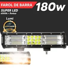 Farol De Barra Dubra Strobo 31cm 60 LED 180w 12-60V IP65 Branco Frio + Ambar