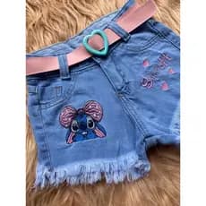 Short jeans stick da meninas  com cinto