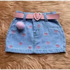 SAIA JEANS INFANTIL MENINAS BLOGUEIRINHA,SAIA JEANS MODERNA ,CONFORTAVEL COM BORDA & CORAÇÃO