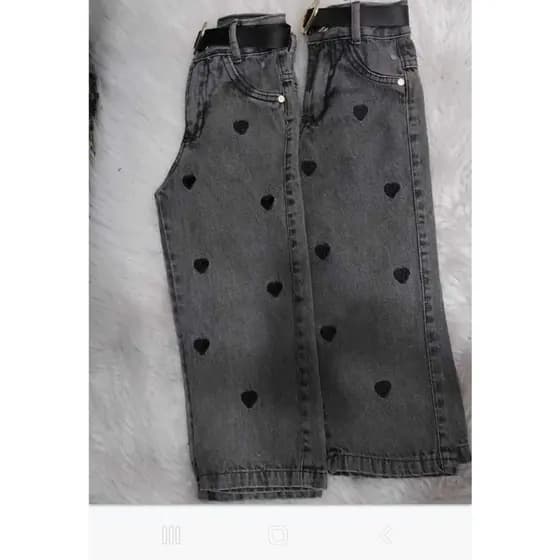 Calça infantil meninas calça grafite bordado coração, com regulador tamanhos  2 aos 10
