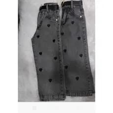 Calça infantil meninas calça grafite bordado coração, com regulador tamanhos  2 aos 10