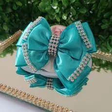 Laço infantil / Laço luxo / Laço duplo / Laço infantil azul tiffany