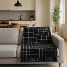 Manta Xale Para Sofá 100% Algodão | Preto e Branco | Sofisticação e Conforto | Diversos Tamanhos