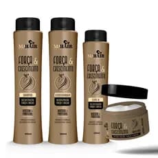 Kit Fortalecimento Capilar Força e Crescimento Mahair Shampoo Condicionador Máscara Creme de Pentear