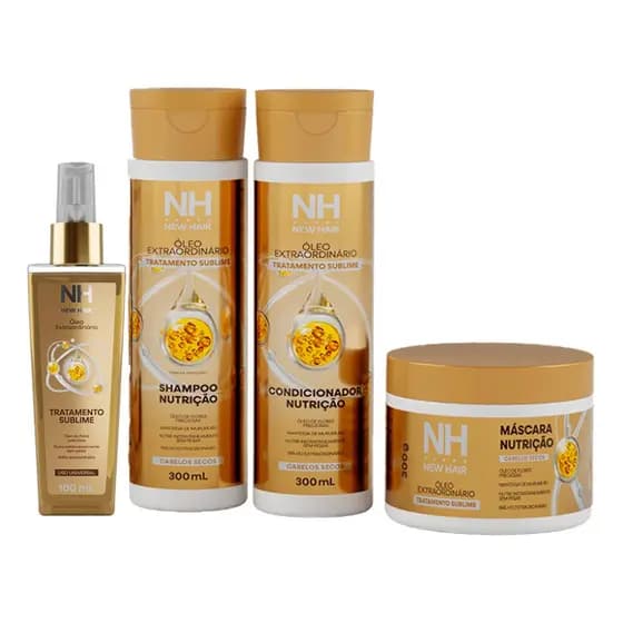 Kit Capilar Óleo Extraordinário NEW HAIR - Kit Shampoo, Condicionador, Máscara e Oleo