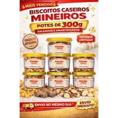 6 Potes de Biscoitos Mineiros Crocantes - Salgados e Amanteigados