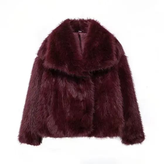 Inverno Imitação De Pele De Raposa Grama Casaco Outono Flip Colarinho Grossa Moda Jaqueta Feminina Manga Longa Quente