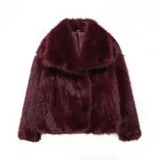 Inverno Imitação De Pele De Raposa Grama Casaco Outono Flip Colarinho Grossa Moda Jaqueta Feminina Manga Longa Quente