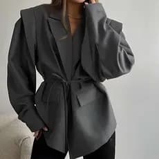 Primavera Outono Blazer Jaqueta Wome Turn Down Colarinho Fino Bandagem Casaco Feminino Streetwear