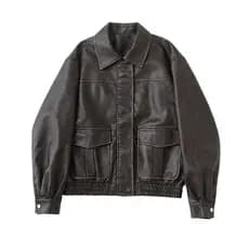 Mulheres Jaqueta De Couro Oversized Solta Casual Manga Longa Zíper Curto Casaco Do Plutônio Feminino Primavera Outono Ou