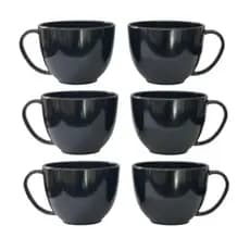 Kit 6 Xícaras Pretas Acrílico 180ml Para Servir Cantinho Café Chá Sobremesa