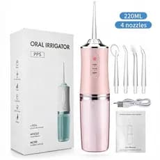 Irrigador Oral Portátil Limpeza Profunda Jato de Água Elétrico + 4 Bicos Substituíveis Recarregável