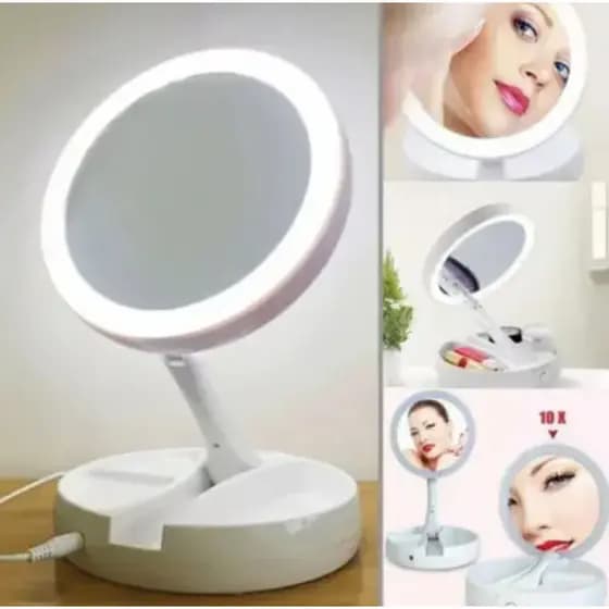 ANA 1108 Espelho com Led De Mesa Com Aumento 10x Led luz Dobravel Para Maquiagem