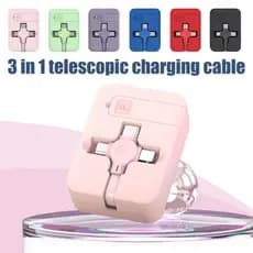 Pode Cabo De Carregamento RáPido De 3 Em 1 RetráTil, Com Tipo C/Micro Usb E Outras Portas De Carregamento E Suportes Para Celulares