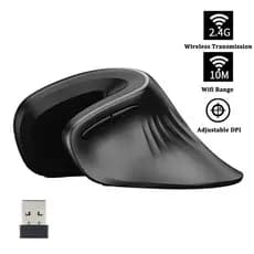 Mouse Sem Fio 2.4Ghz 6 Botões 3200 DPI Recarregável USB Óptico Ergonômico Vertical Bateria PC Gaming Para Computador