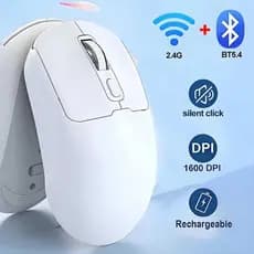 Mouse Sem Fio 2.4G Bluetooth 5.4 Para Jogos Recarregável Silencioso De Modo Duplo 1600DPI Laptop
