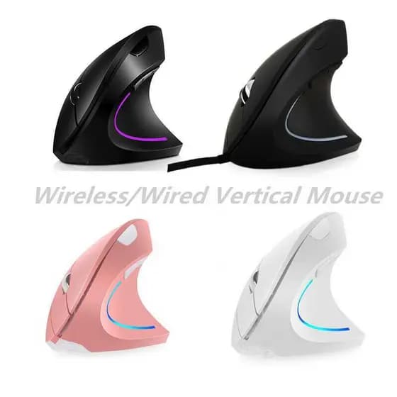 Mouse Vertical Ergonômico Sem Fio/Com Botão Mudo De Luz LED Para Laptop De Mesa