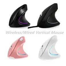Mouse Vertical Ergonômico Sem Fio/Com Botão Mudo De Luz LED Para Laptop De Mesa