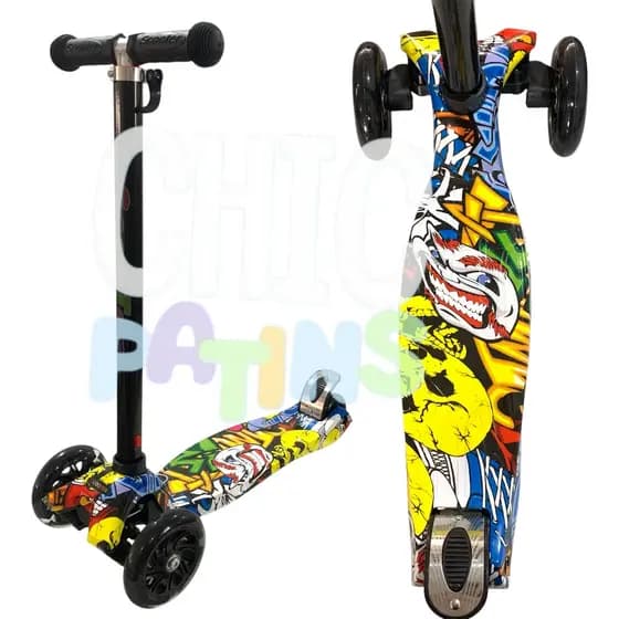 Patinete Infantil De 3 Rodas Até 55KG De Led Dobrável Scooter Presente Dia Dos Crianças Melhora