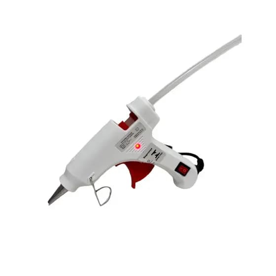 PISTOLA  COLA QUENTE PQ BRANCA BIVOLT 20W C/BOTAO ON-OFF BRANCA + 6 BASTOES COLA