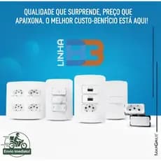 TOMADAS E INTERRUPTORES LINHA B3 CORES BRANCO E EBONY (PRETO)