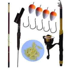Em Promoção Kit Pesca Com Vara Telescópica De Mão, Vara Molinete, Apoio e Apetrechos
