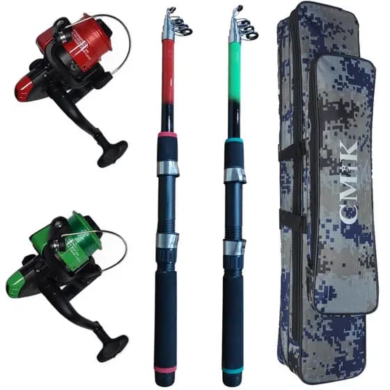 Kit Para Pesca 2 Varas Telescópica De 1,70m 2 Molinetes Bolsa De 70CM , Um Conjunto Ideal Para Suas Pescarias