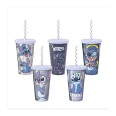 Copos Twister Shake Personalizado Stitch 500ml C/Tampa e Canudo Lembrancinha