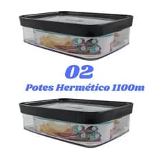 Kit 2 Porta Frios Alimentos Transparente Hermético 1100ml