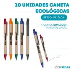 kit 10 unidades caneta ecológica Personalizada, nome logo e profissões