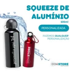 Squeeze de Alumínio Mosquetão 500ml  Personalizado - Nome,Time, Profissão e etc...