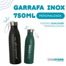 Garrafa Inox 750ml com Alsa Personalizada - Nome , Logo, Profissão e etc...