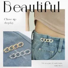 Ajustador de Cintura Calça Jeans Corrente Metal Sem Costura Broche Removível Redutor de Medidas Fashion L – Top de Linha