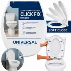 Assento Sanitário Universal Deko Oval Soft Close Lento Devagar Branco Tampa de Vaso Sanitário Com Amortecedor Com Click