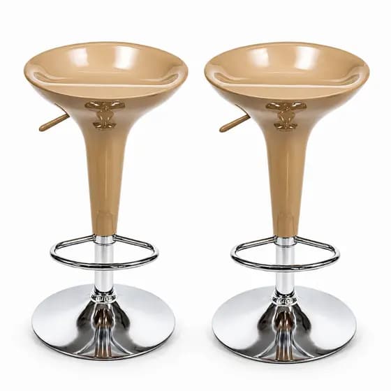 Kit 02 Banquetas Tulipa ABS Giratória Regulável Altura Base Cromada Banco Alto Cozinha Americana Balcão Bar Gourmet Deko
