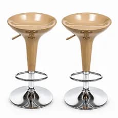 Kit 02 Banquetas Tulipa ABS Giratória Regulável Altura Base Cromada Banco Alto Cozinha Americana Balcão Bar Gourmet Deko