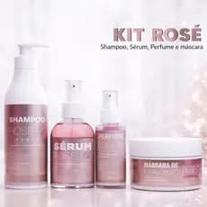 Kit Shampoo, Máscara Para Cabelo, Sérum Capilar e Perfume Rose