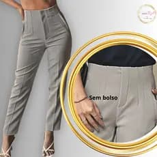 Calça Alfaiataria Skinny Moda Social Cintura Alta Tendência Blogueira Confortável P ao G1 Feminino