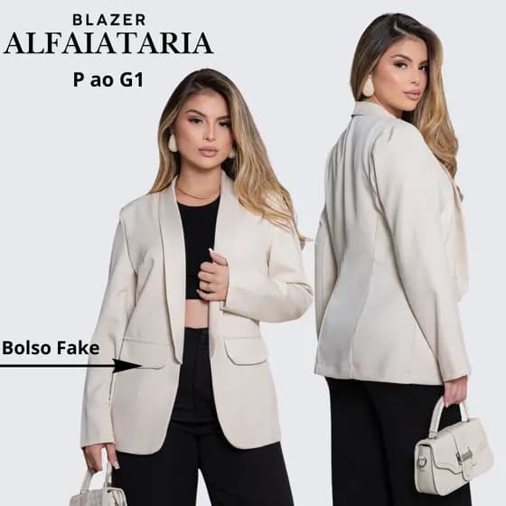 Blazer Alfaiataria Feminino Manga Longa Casual e Elegante Max Alongado do P ao G1 Sofisticado