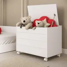 Baú Organizador com Rodas Caixa de Brinquedo Quarto Infantil 70cm