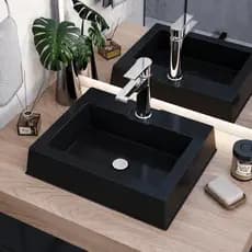 uba Banheiro Quadrada Preta 42x35cm Plástico Pia Lavabo