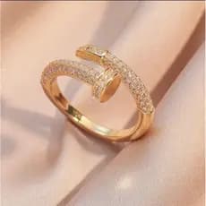 Anel Feminino Prego Cravejado com Zircônia Dourado ou Prata Anéis Acessórios Femininos