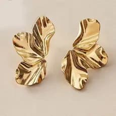 Brincos Femininos Folha Meia Pétala Flor Folheado a Ouro 18k Acessórios Femininos Brinco Dourado