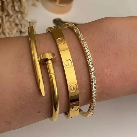 Conjunto de Bracelete Pulseira Aço inoxidável Prata ou Dourado Kit Acessórios Femininos braceletes