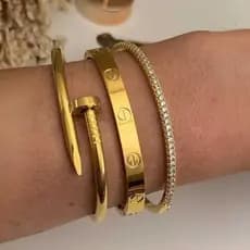 Conjunto de Bracelete Pulseira Aço inoxidável Prata ou Dourado Kit Acessórios Femininos braceletes