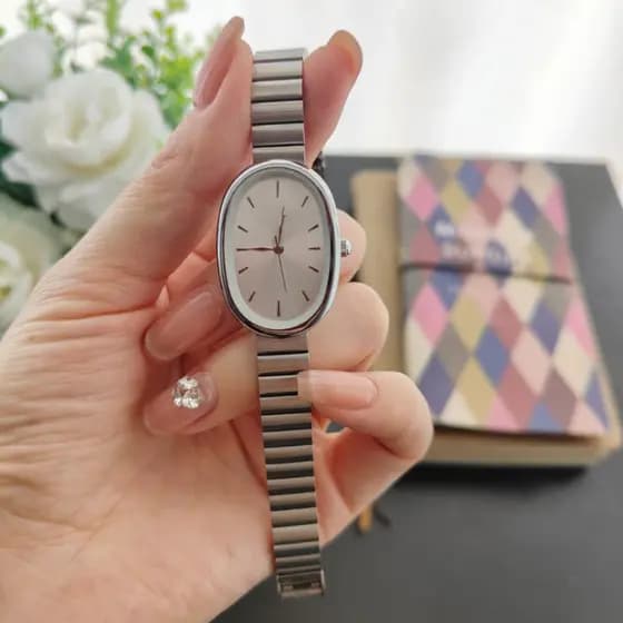 Relógio Feminino de Aço inoxidável Oval Resistente a Água Acessórios Femininos Relogio Elegante Moda