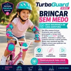 Kit Proteção Infantil Completo TurboGuard Kids™ Capacete Joelheira Cotoveleira Ajustável para Bicicleta Skate Patins Pat